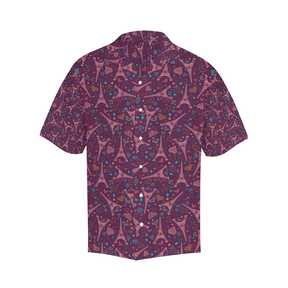 Eiffel Tower Heart Pattern Print Design 04 Men's All Over Print Hawaiian Shirt (Model T58)