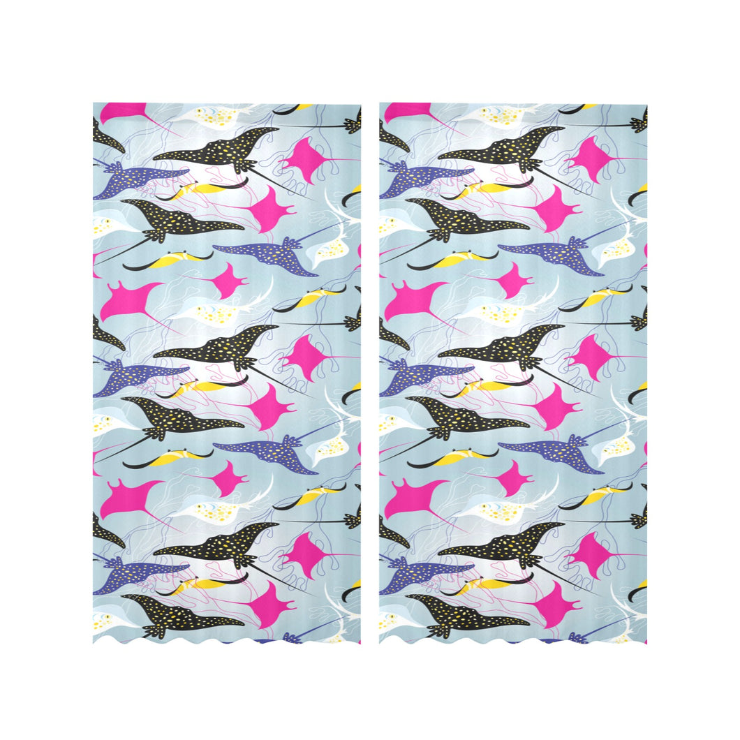 Stingray Pattern Print Design 01 Gauze Curtain