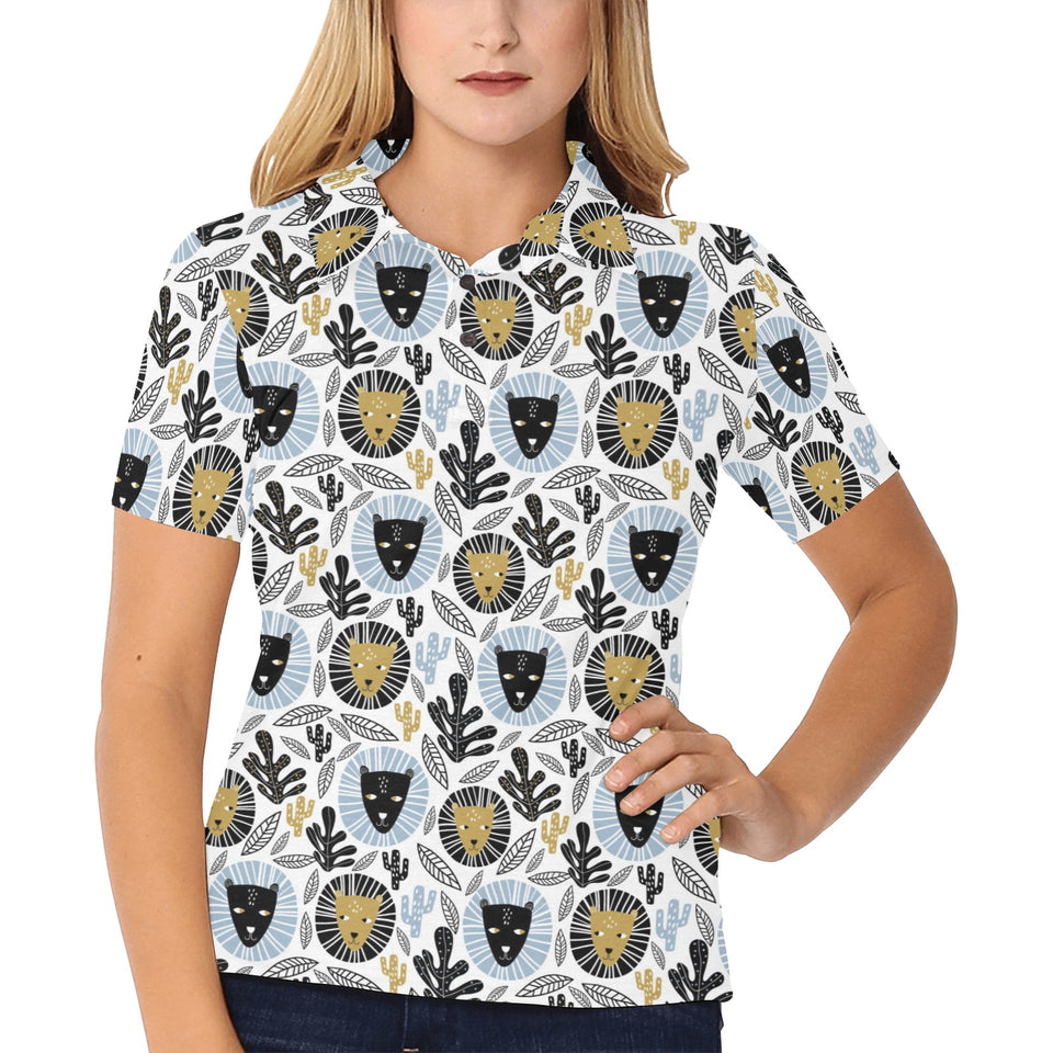 Lion Pattern Print Design 05 Women's All Over Print Polo Shirt
