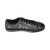 Gold ginkgo leaves Men's Low Top Canvas Shoes Black