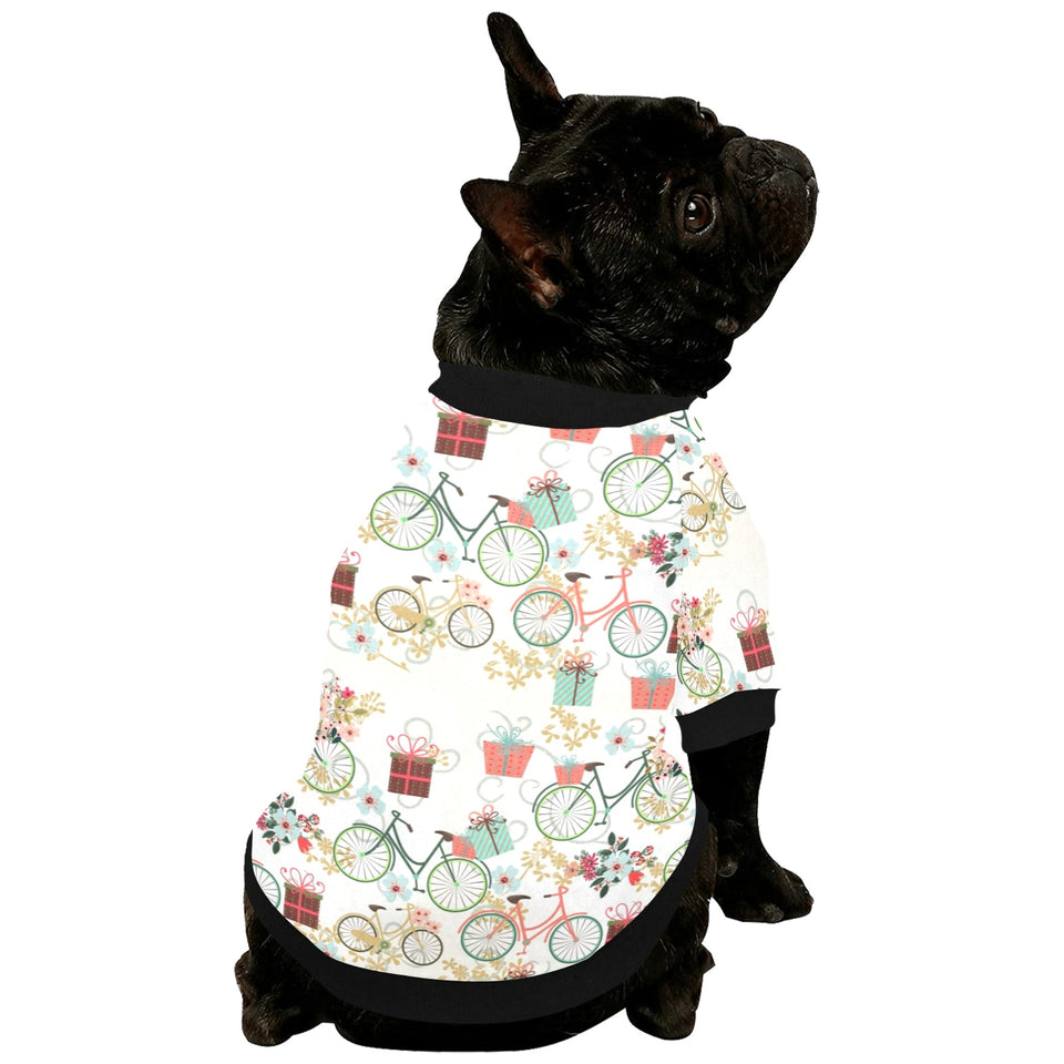 Bicycle Pattern Print Design 05 All Over Print Pet Dog Round Neck Fuzzy Shirt