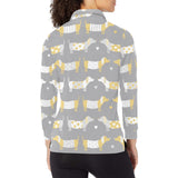 Cute dachshund dog pattern Women's Long Sleeve Polo Shirt