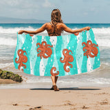 Octopuses sea wave background Beach Towel