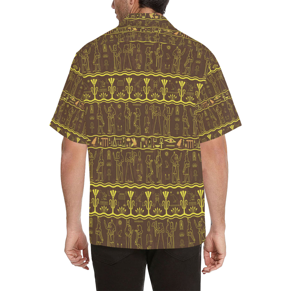 Egypt Hieroglyphics Pattern Print Design 03 Men's All Over Print Hawaiian Shirt (Model T58)