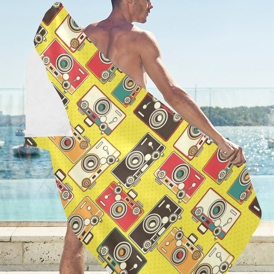 Camera Pattern Print Design 02 Beach Towel