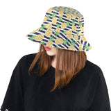 Pineapples pattern striped background Unisex Bucket Hat