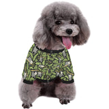 Cute sloths tropical palm leaves black background All Over Print Pet Dog Round Neck Fuzzy Shirt