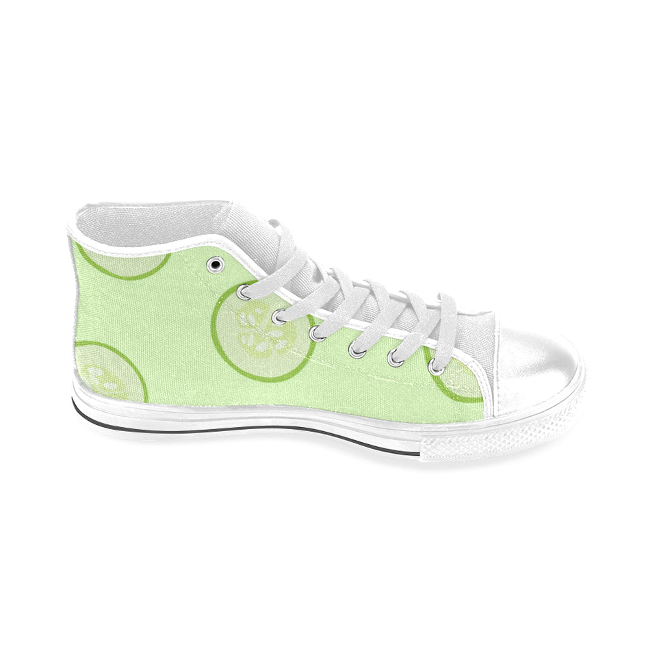 Cucumber pattern Men's High Top Canvas Shoes White