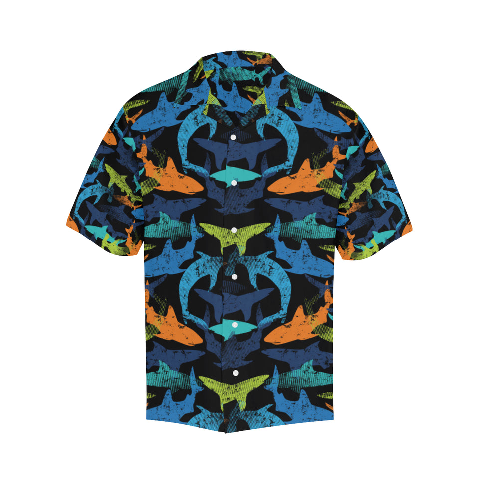 Colorful shark Men's All Over Print Hawaiian Shirt