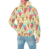 Colorful ice cream pattern Men's Padded Hooded Jacket
