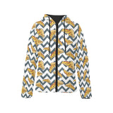 Pizza design pattern Women's Padded Hooded Jacket