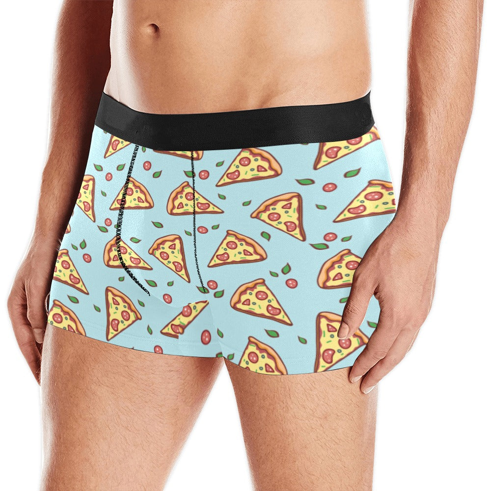 Hand drawn pizza blue background Men's All Over Print Boxer Briefs Men's Underwear
