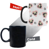 Cute pugs pink heart paw pattern Morphing Mug Heat Changing Mug