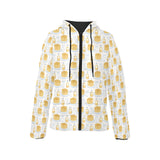 Pancake Pattern Print Design 05 Women's Padded Hooded Jacket