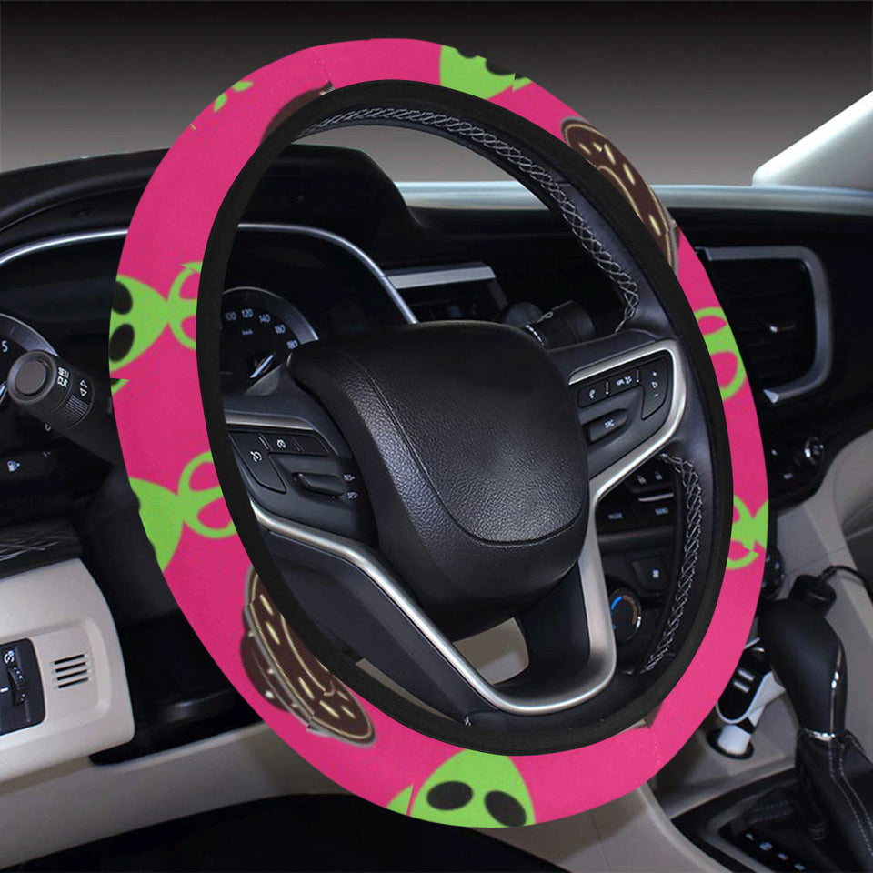 Alien Pattern Print Design 03 Car Steering Wheel Cover