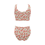 Canada Pattern Print Design 01 Chest Bowknot High Waisted Bikini Swimsuit