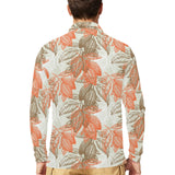 Cocoa beans Cocoa tree pattern Men's Long Sleeve Polo Shirt