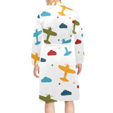 Airplane star cloud colorful Men's Long Sleeve Belted Night Robe