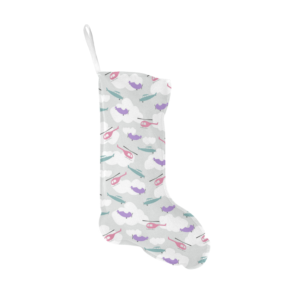 Helicopter plane pattern Christmas Stocking