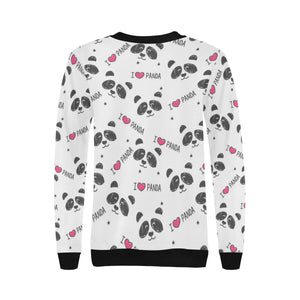 Hand Drawn faces of pandas pattern Women's Crew Neck Sweatshirt