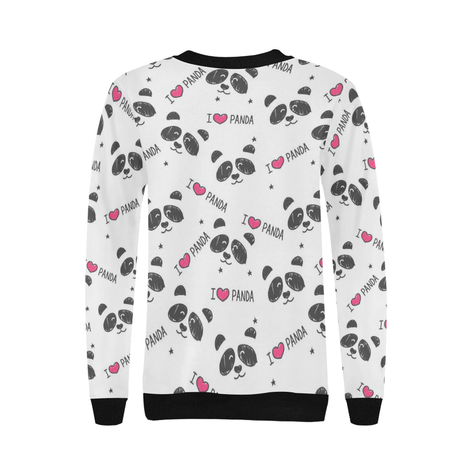 Hand Drawn faces of pandas pattern Women's Crew Neck Sweatshirt