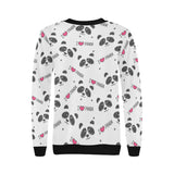 Hand Drawn faces of pandas pattern Women's Crew Neck Sweatshirt