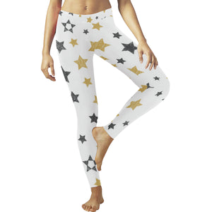hand drawn gold black star pattern Women's Legging Fulfilled In US