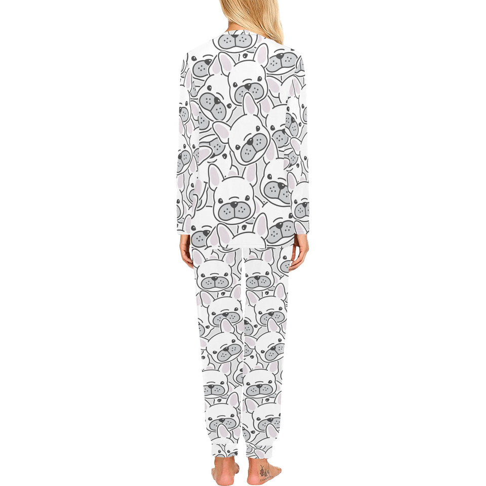 Cute french bulldog head pattern Women's All Over Print Pajama Set