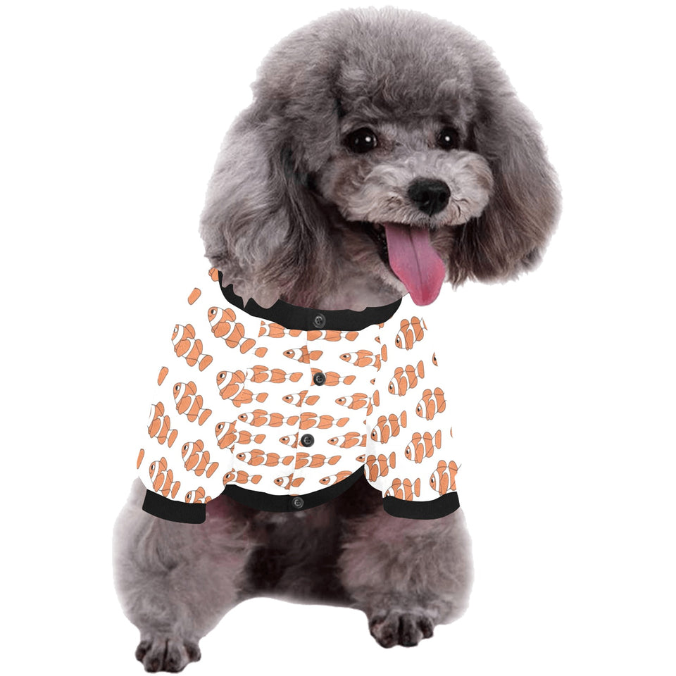 Clown Fish Pattern Print Design 05 All Over Print Pet Dog Round Neck Fuzzy Shirt