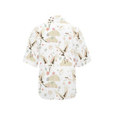 Beautiful Japanese cranes pattern Women's All Over Print Hawaiian Shirt