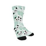 Panda pattern tropical leaves background Crew Socks