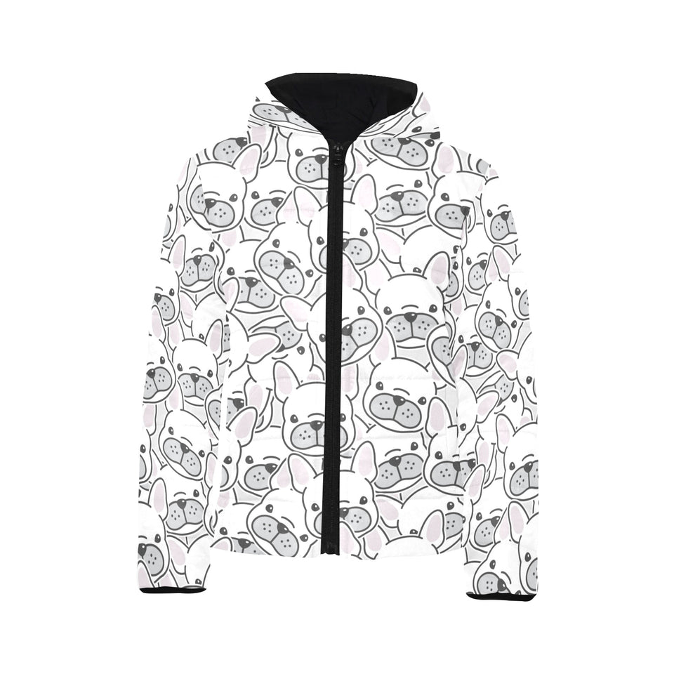 Cute french bulldog head pattern Kids' Boys' Girls' Padded Hooded Jacket