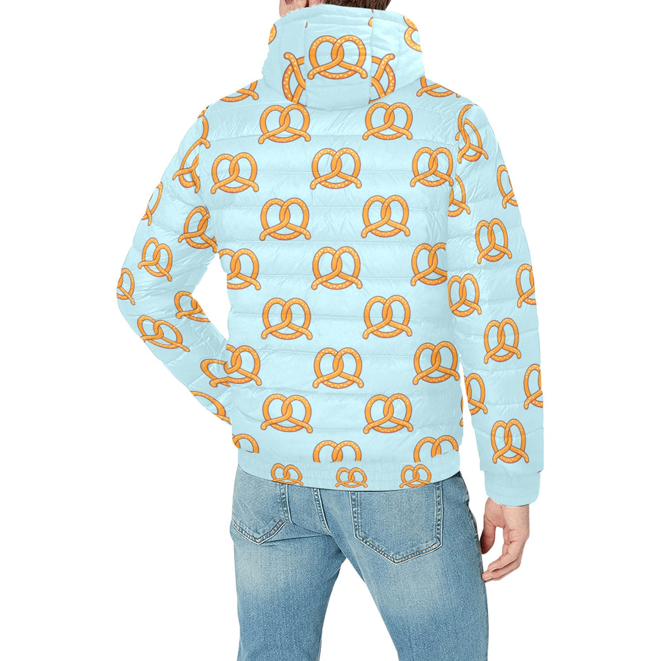 Pretzels Pattern Print Design 03 Men's Padded Hooded Jacket