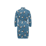 Cute boston terrier dog spattern Men's Long Sleeve Belted Night Robe