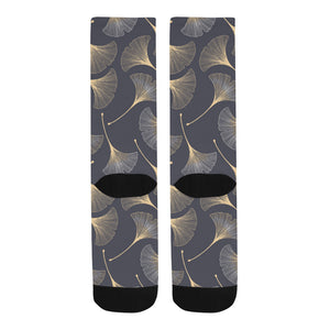 Gold ginkgo leaves Crew Socks