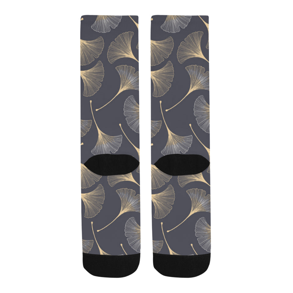 Gold ginkgo leaves Crew Socks