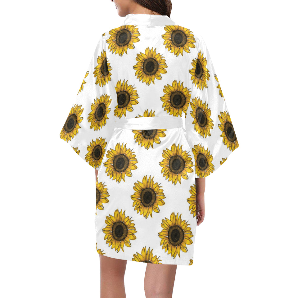 sunflowers design pattern Women's Short Kimono Robe