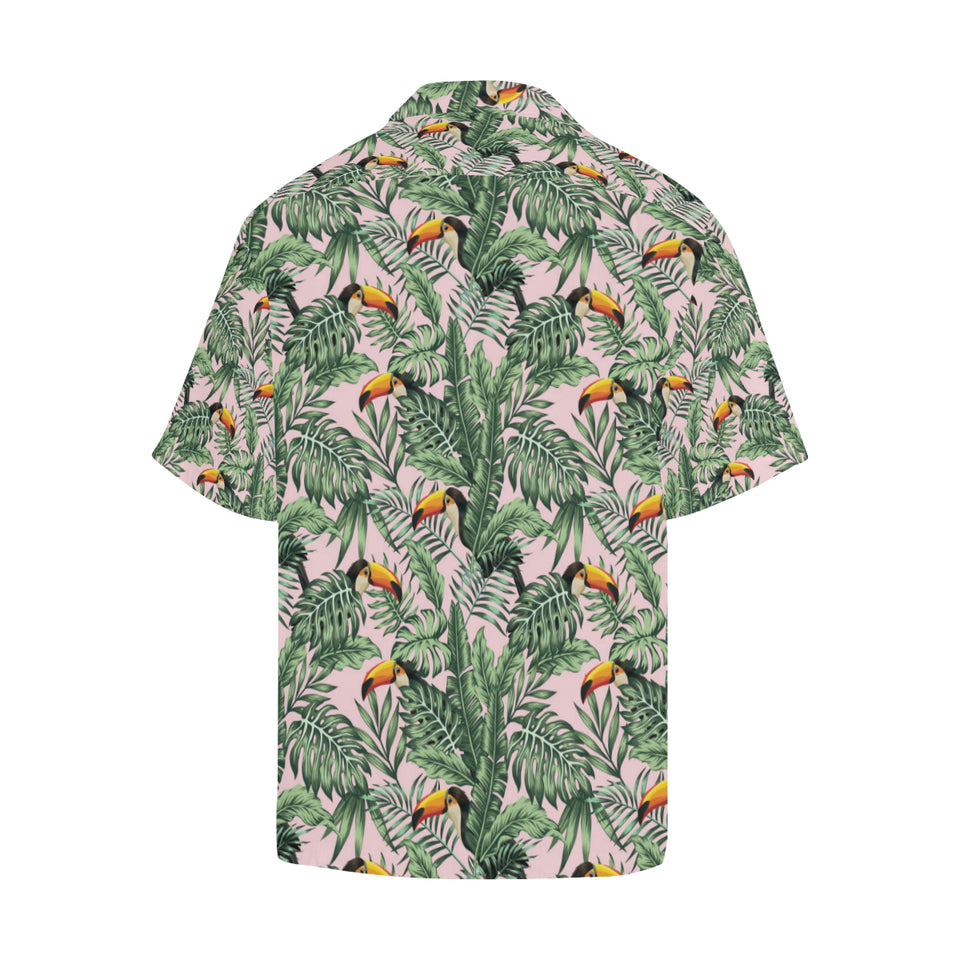 Toucan tropical green jungle palm pattern Men's All Over Print Hawaiian Shirt