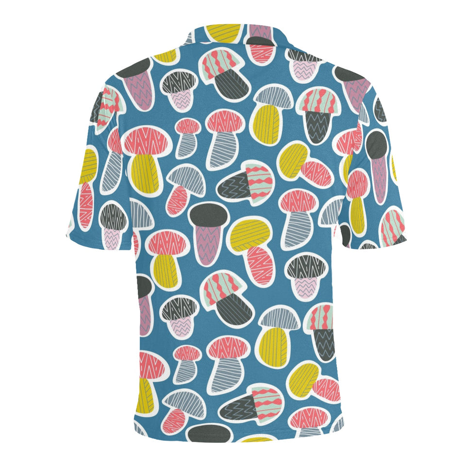 Colorful mushroom design pattern Men's All Over Print Polo Shirt
