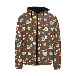 Snail Pattern Print Design 03 Men's Padded Hooded Jacket