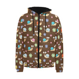 Snail Pattern Print Design 03 Men's Padded Hooded Jacket