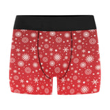 Snowflake pattern red background Men's All Over Print Boxer Briefs Men's Underwear