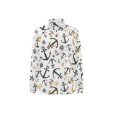 Anchors Rudders pattern Women's Long Sleeve Polo Shirt