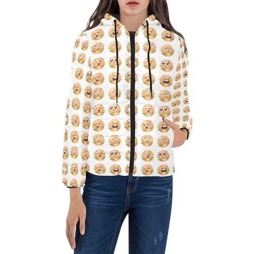 Hamburger Pattern Print Design 04 Women's Padded Hooded Jacket