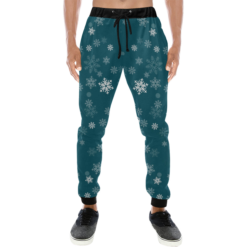 Snowflake pattern dark background Unisex Casual Sweatpants
