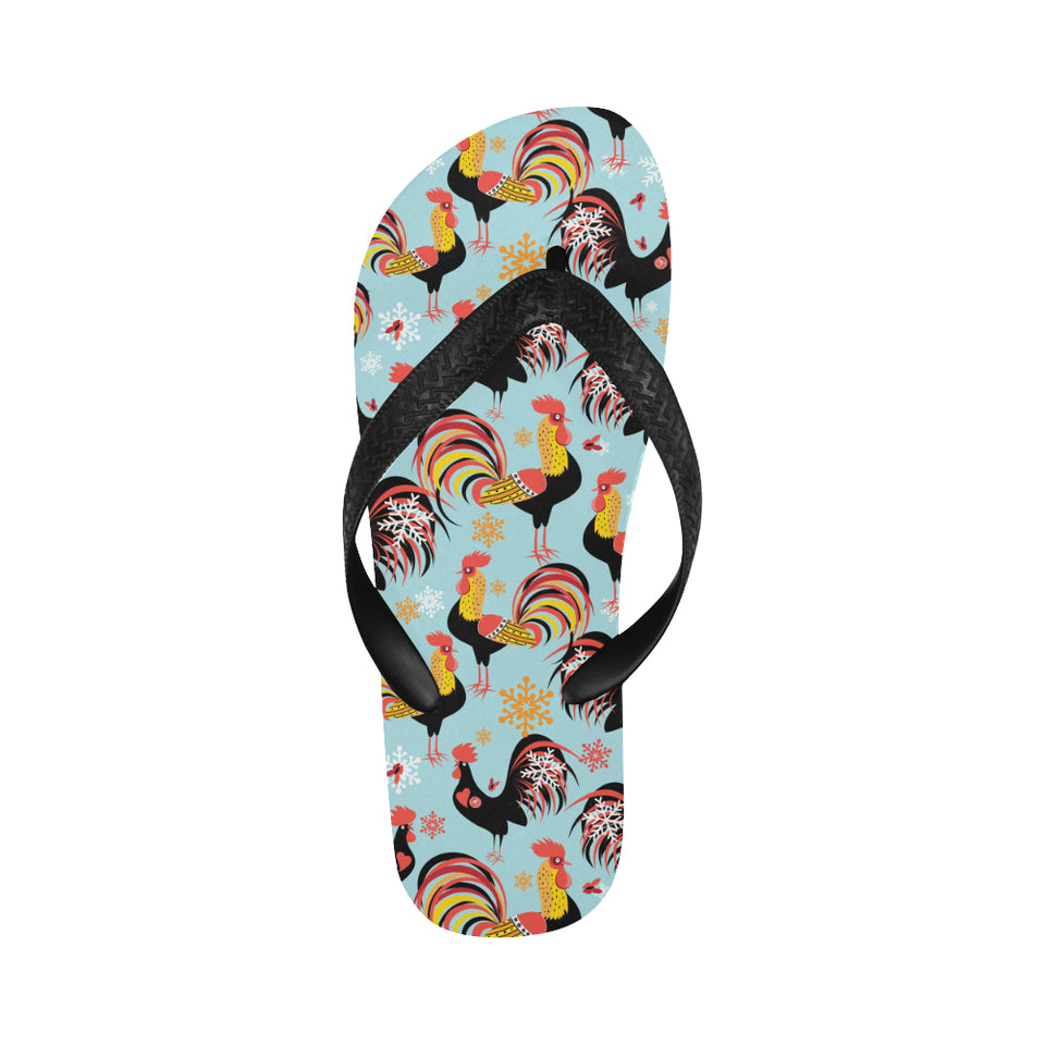 Rooster chicken cock snowfalke Unisex Flip Flops
