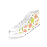 Guava pattern Women's High Top Canvas Shoes White