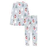 Snowman christmas tree snow gray background Women's All Over Print Pajama Set