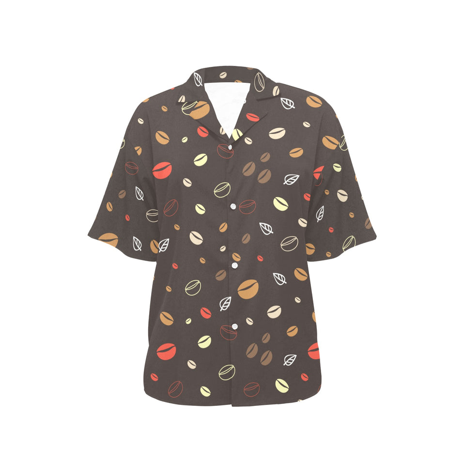 Coffee bean leave pattern Women's All Over Print Hawaiian Shirt