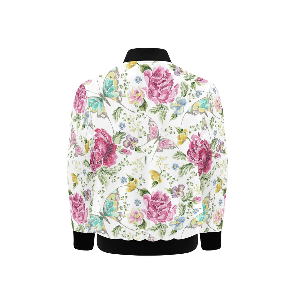 Hand drawn butterfly rose Kids' Boys' Girls' Bomber Jacket